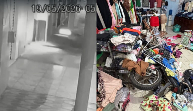 Loja danificada após motociclista perder controle e invadir estabelecimento em Sena Madureira.