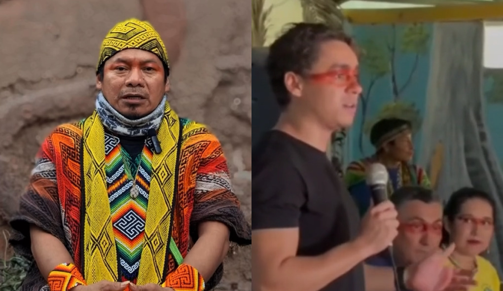 Cacique Ninawá Huni Kuin durante pronunciamento sobre direitos dos povos indígenas após visita de Nikolas Ferreira ao Acre.