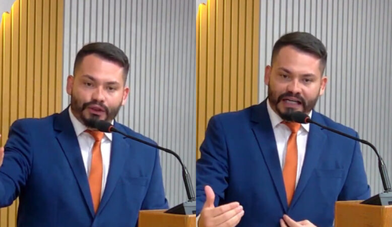 Vereador Maycon Moreira durante sessão da Câmara de Sena Madureira defendendo vagas para jovens aprendizes.