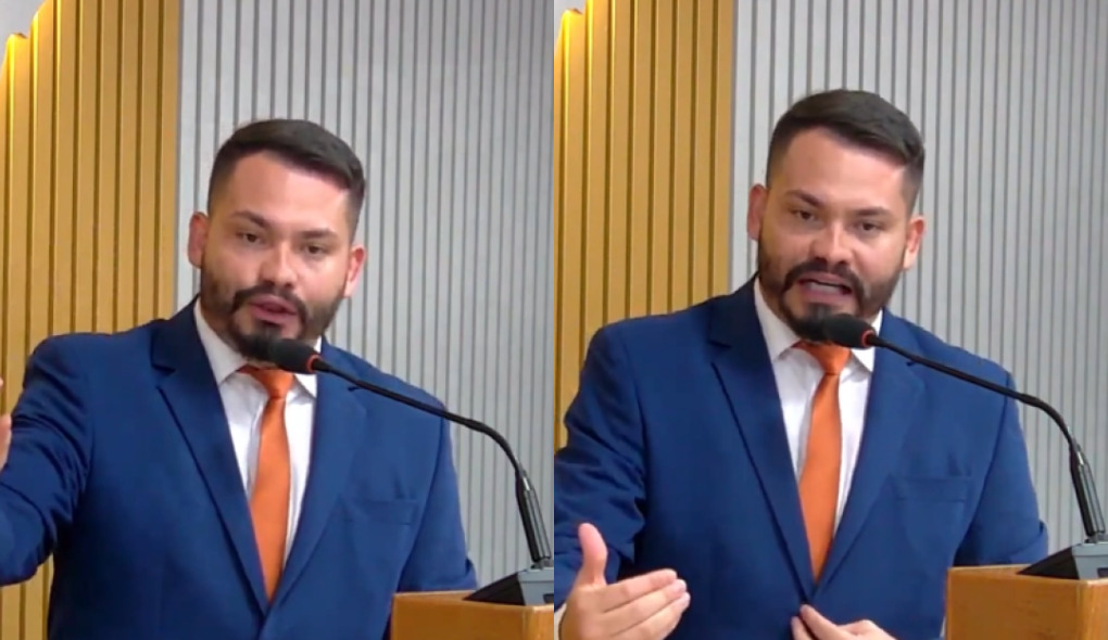 Vereador Maycon Moreira durante sessão da Câmara de Sena Madureira defendendo vagas para jovens aprendizes.