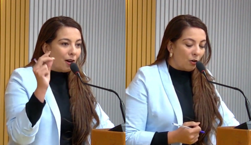 Vereadora Lays Mayra durante sessão da Câmara Municipal de Sena Madureira.