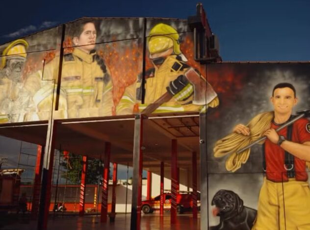Graffiti em homenagem ao bombeiro Isnard Werner no Acre.
