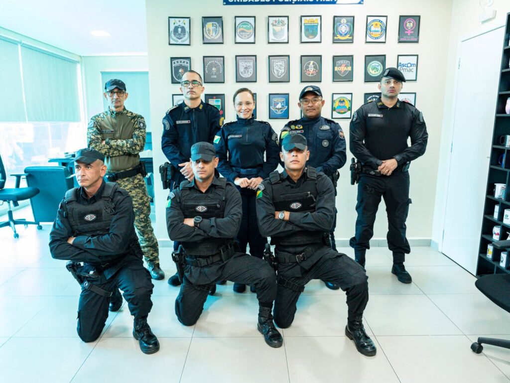Policiais militares acreanos durante recepção no Quartel do Comando Geral após conclusão do Curso de Ações Táticas Especiais.