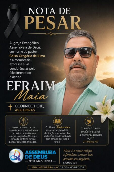 Morre aos 59 anos Efraim Maia, policial civil aposentado de Sena Madureira