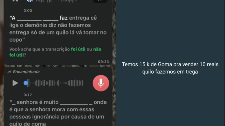 Conversa em grupo de WhatsApp que gerou discussão entre moradores.