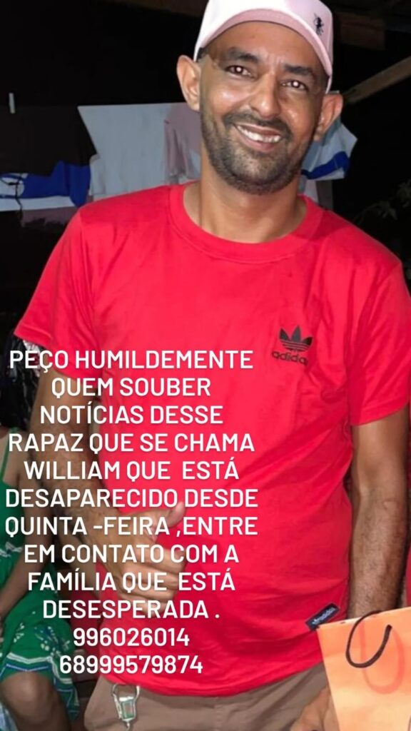 Homem desaparecido compartilhado pela família em Sena Madureira.