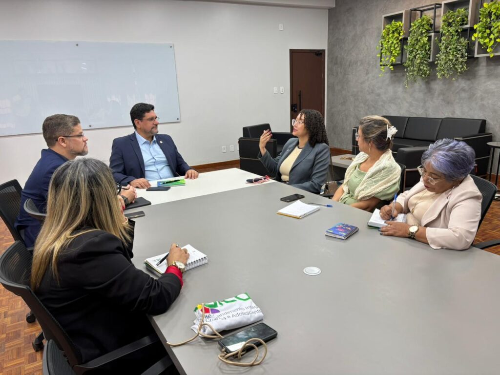 Reunião entre representantes do MEC e Secretaria de Educação do Acre para discutir ações após tragédia escolar.