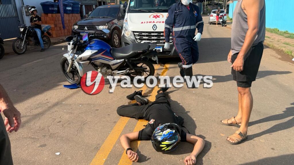Motociclista ferido após acidente na Estrada do São Francisco em Rio Branco.