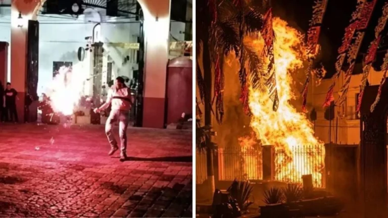 Explosão durante festa religiosa após fogos de artifício atingirem cilindros de gás no México.