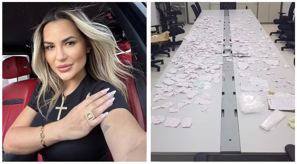 Influenciadora Deolane Bezerra durante aparição pública em meio a investigação policial.