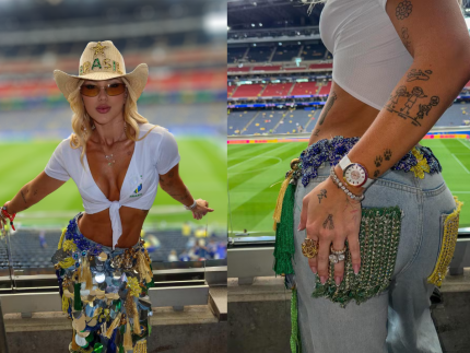 Virginia Fonseca aposta em look no estilo country para assistir o Brasil x Japão na Copa