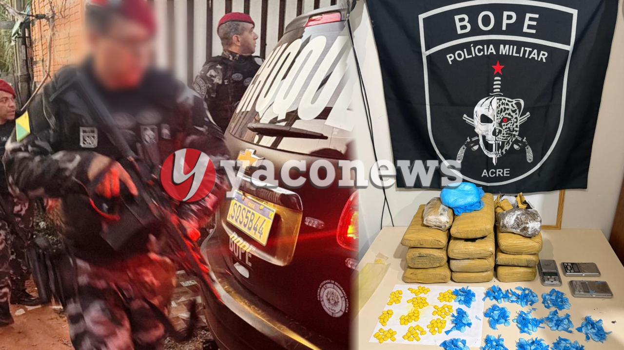 BOPE apreende 10 kg de maconha e drogas sintéticas em imóvel na Vila Bétel, em Rio Branco