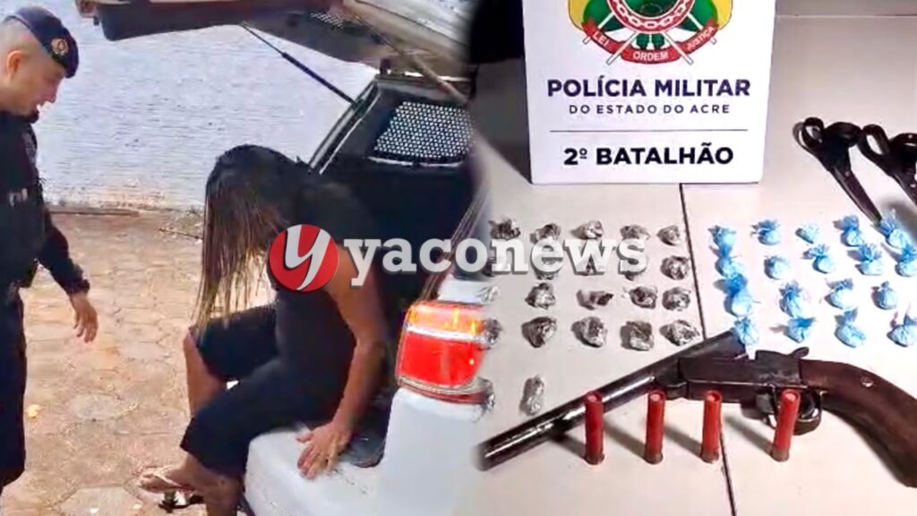 Mulher presa por tráfico de drogas em Rio Branco durante ação da Força Tática no Cidade do Povo.