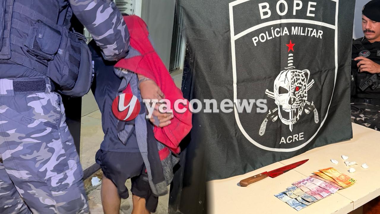Jovem de 25 anos é preso pelo BOPE suspeito de tráfico de drogas em bairro da parte alta de Rio Branco