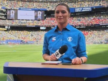 Ana Thaís Matos durante cobertura da Copa do Mundo de 2026