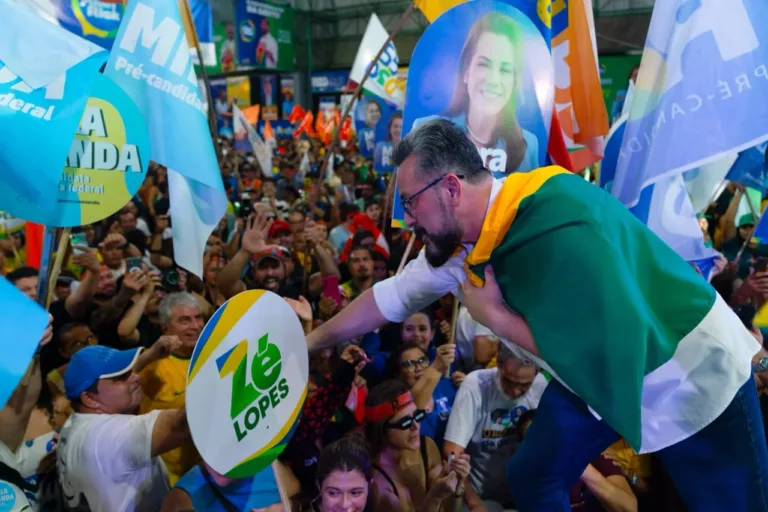 Alan Rick discursa durante convenção estadual do Republicanos que oficializou sua pré-candidatura ao Governo do Acre, em Rio Branco.