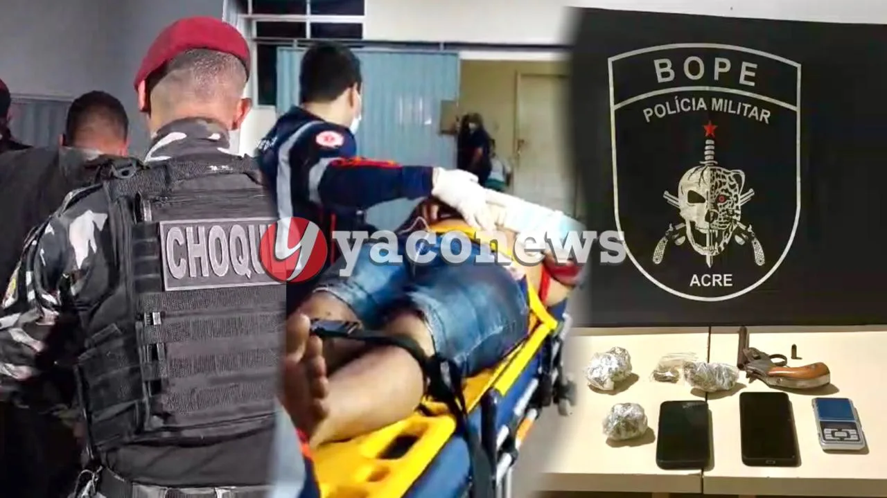 Suspeito baleado após apontar arma para policiais durante operação da ROTAM em Rio Branco.