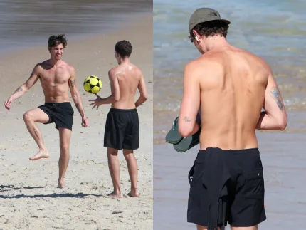 Arranhão e altinha na praia: Shawn Mendes dá o que falar com marca nas costas