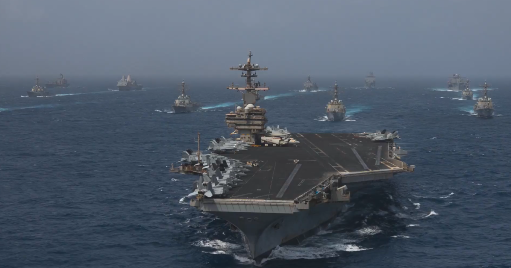Aeronaves militares durante nova ofensiva dos Estados Unidos contra o Irã.