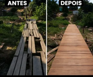 Nova passarela construída na Travessa Celso Nazário no bairro Cristo Libertador em Sena Madureira.