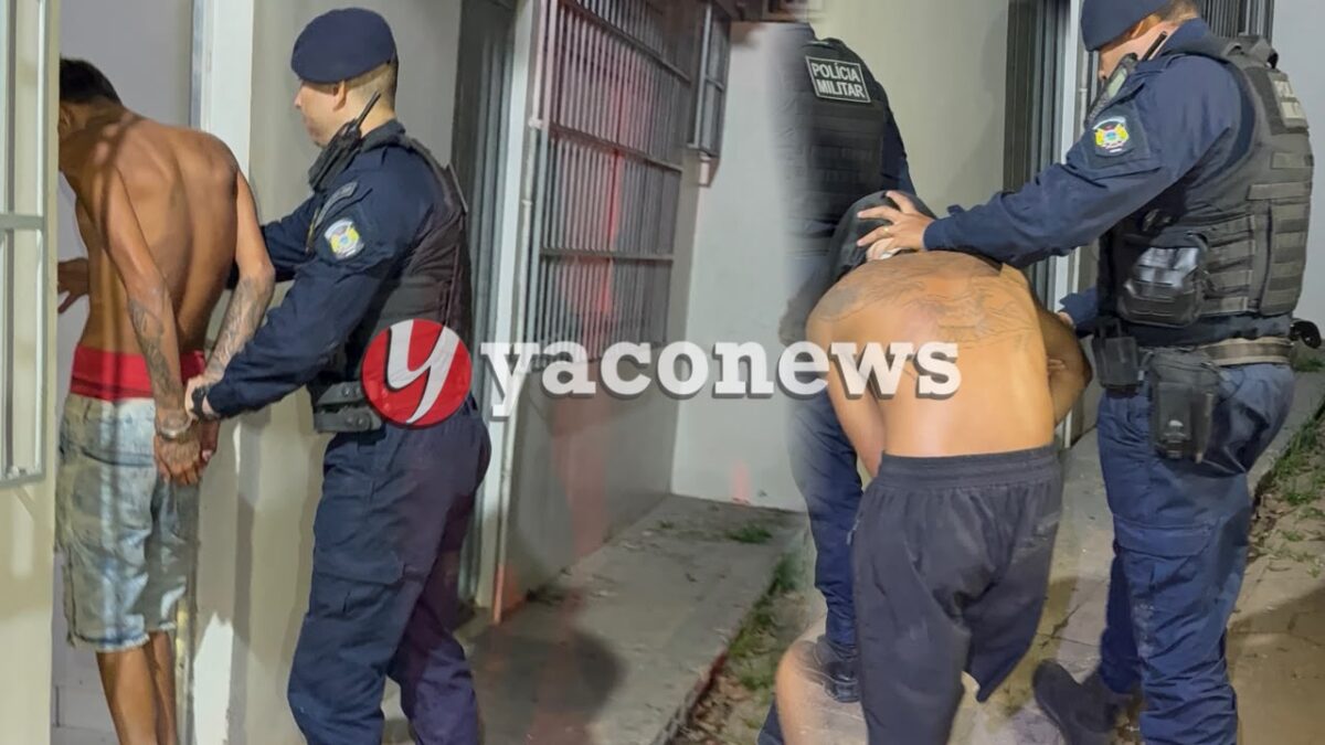 PM prende dois foragidos acusados de matar jovem de 19 anos com golpes de faca no bairro Cidade do Povo em Rio Branco