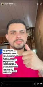 Acreano anuncia que irá lutar como voluntário na guerra da Ucrânia.