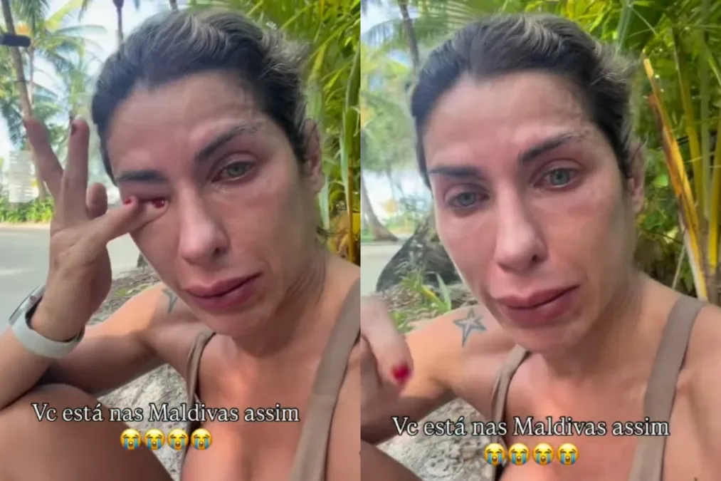 Em Maldivas, Ana Paula Minerato chora por não saber andar de bicicleta