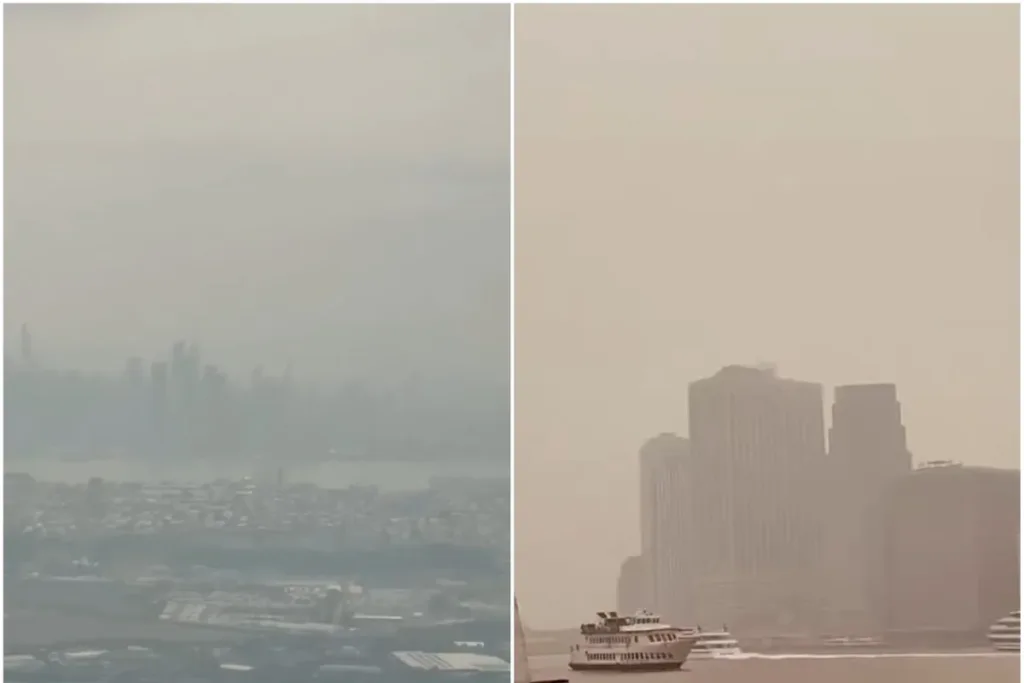 Fumaça de incêndio florestal encobre Nova York e ameaça final da Copa