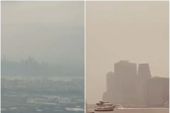 Fumaça de incêndio florestal encobre Nova York e ameaça final da Copa
