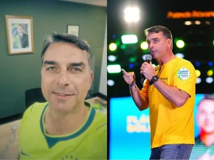 No antigo gabinete do pai, Flávio Bolsonaro convoca apoiadores para convenção do PL