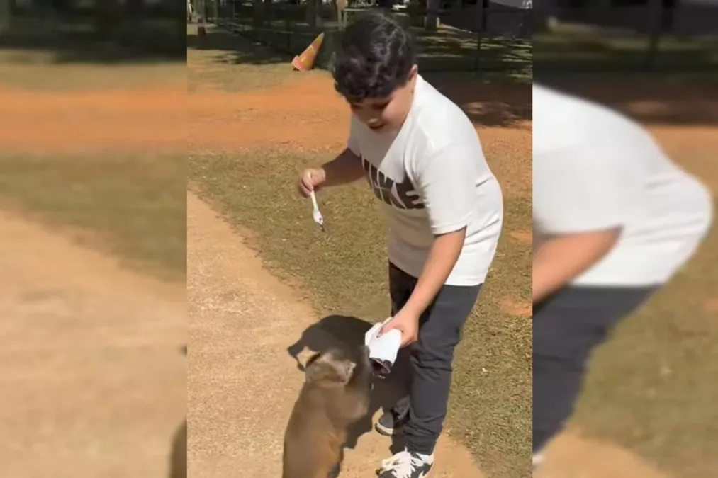 Macaco trava batalha e consegue “roubar” açaí de criança no zoo do DF