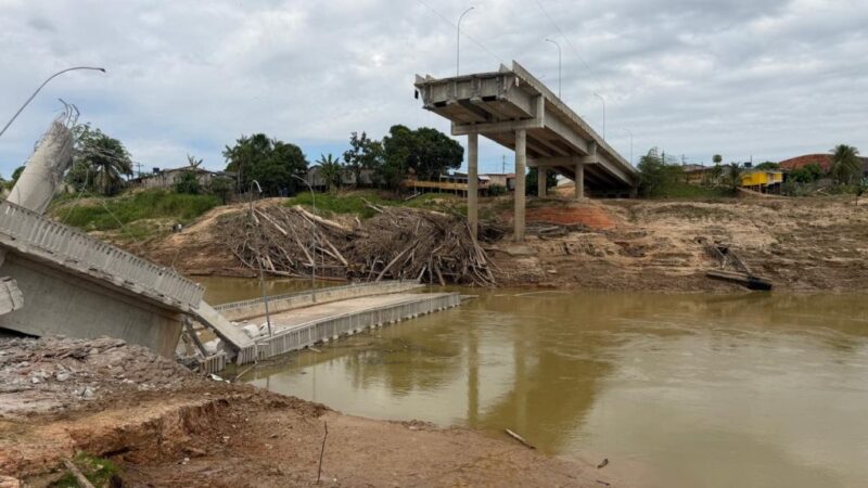 TCE alerta para risco de novo desabamento na Ponte Frei Paolino em Sena Madureira