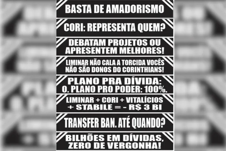 Torcida organizada do Corinthians protesta em jogo contra o Athletico