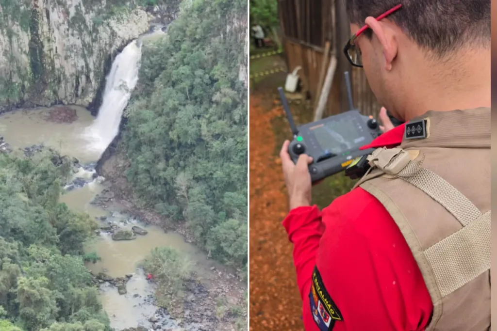 Veja imagens da operação para achar jovem que caiu de cachoeira no PR