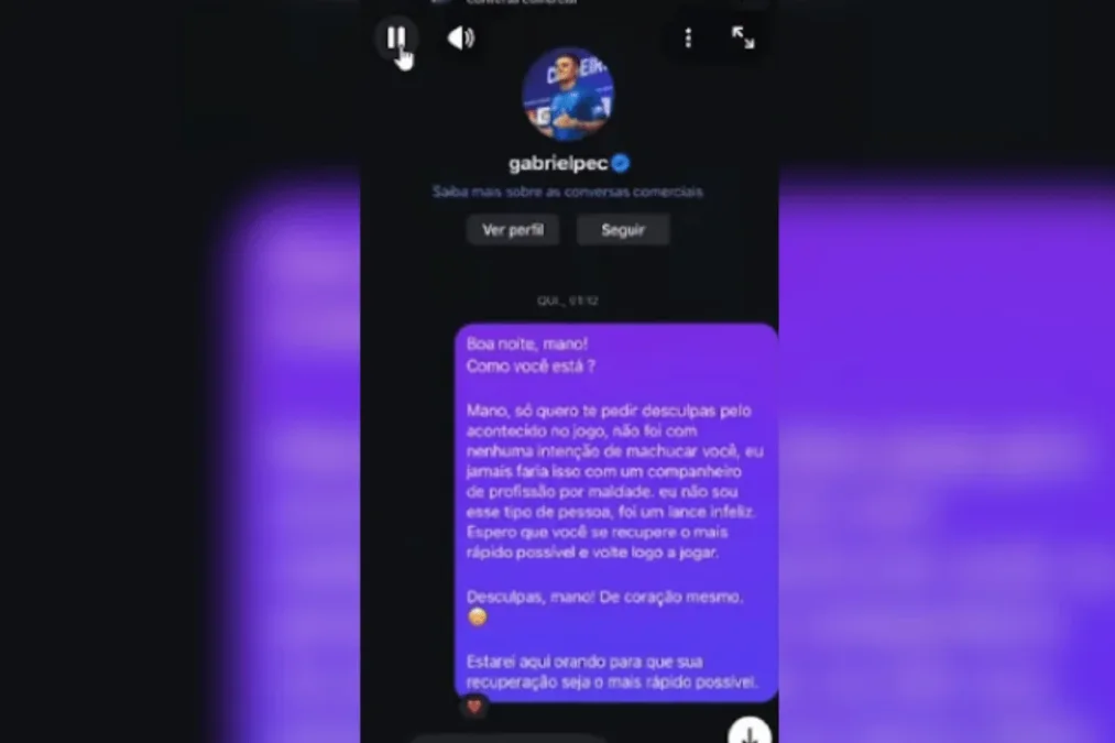 Victor Gabriel conversa com Gabriel Pec e pede desculpa por lesão