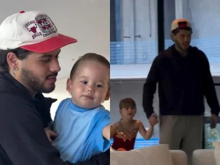 Zé Felipe reencontra os filhos após temporada na Itália com Virginia