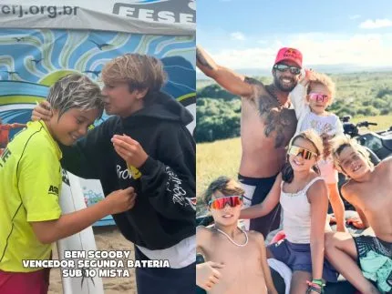 Seguindo os passos do pai! Filho de Pedro Scooby vence bateria de surf sub-10 em sua 1ª competição