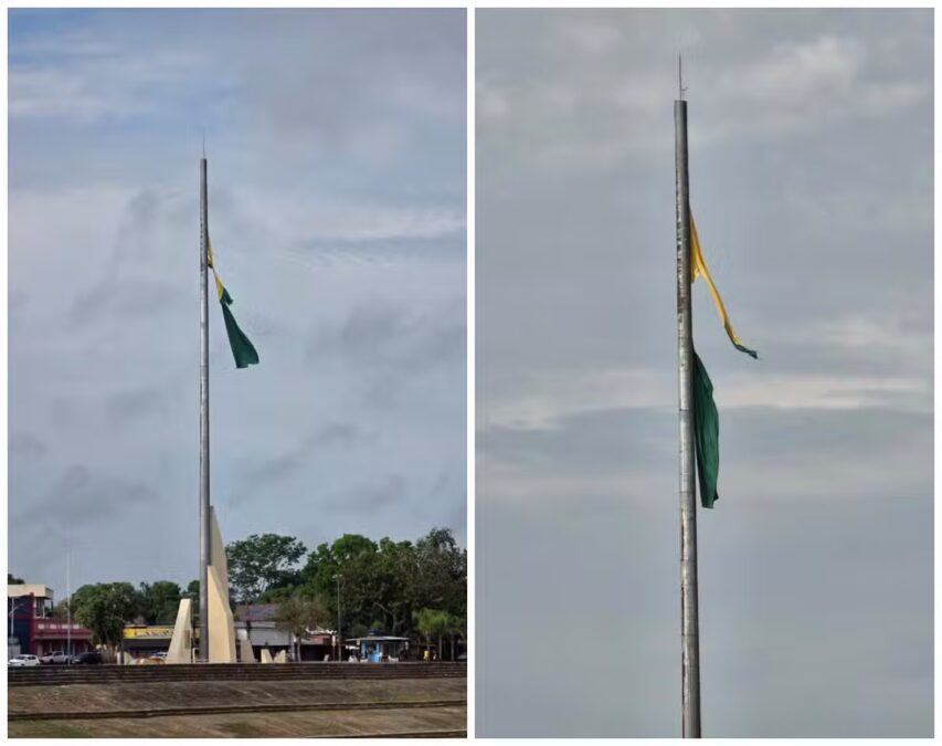 Governo do Acre atua para reparar e reinstalar a bandeira da Gameleira após chuva forte