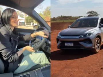 Repórter do Leo Dias testa novo BYD em estrada de terra e mostra desempenho na prática