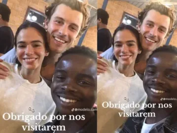 Bruna Marquezine e Shawn Mendes desembarcam na Angola e visitam projeto social