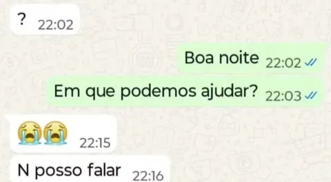 Mensagens enviadas por menino à Guarda Municipal de Cabo Frio para pedir socorro e denunciar descumprimento de medida protetiva.