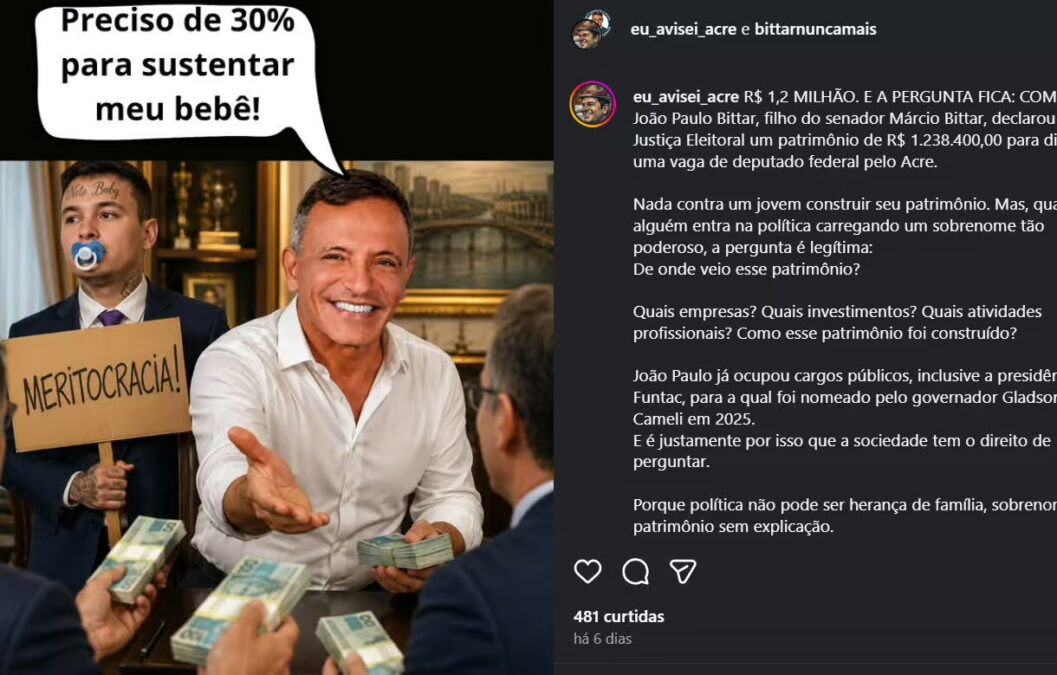 TRE-AC extingue ação de Márcio Bittar contra perfil do Instagram