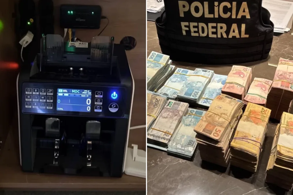 PF apreende máquina de contar dinheiro e pilhas de cédulas em nova fase da fraude no INSS
