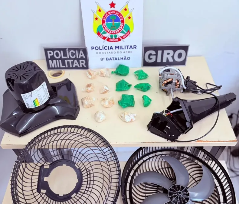 PM apreende droga escondida dentro de ventilador durante bloqueio na BR-364