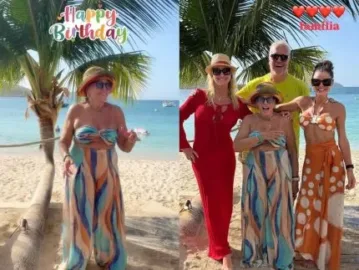 Celebrando 84 anos, Susana Vieira reúne família no Caribe e esbanja vitalidade