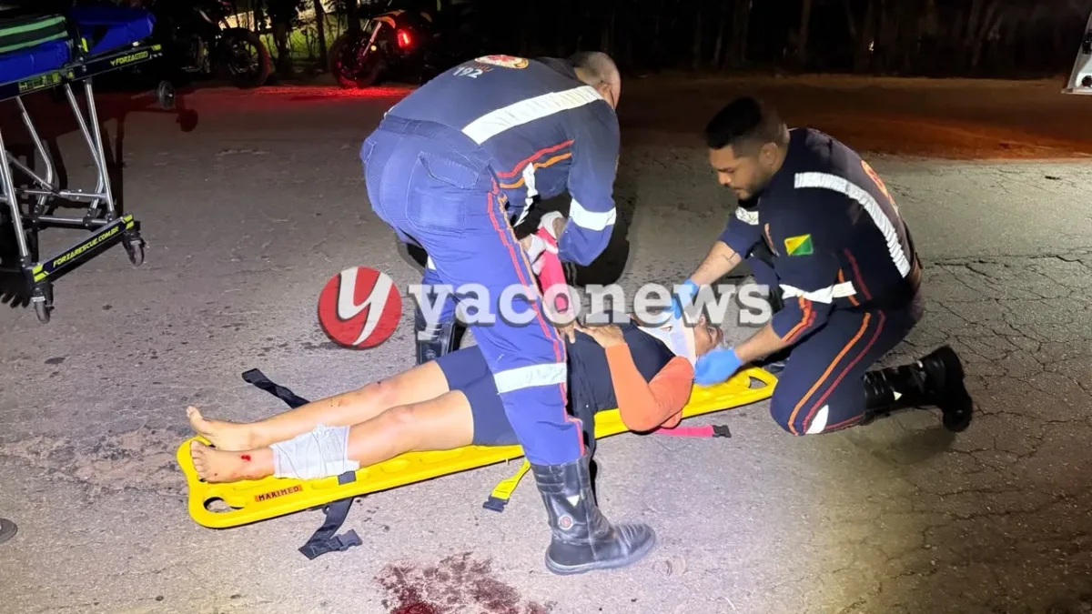 Acidente de moto na Estrada de Porto Acre deixa mulher com fratura grave