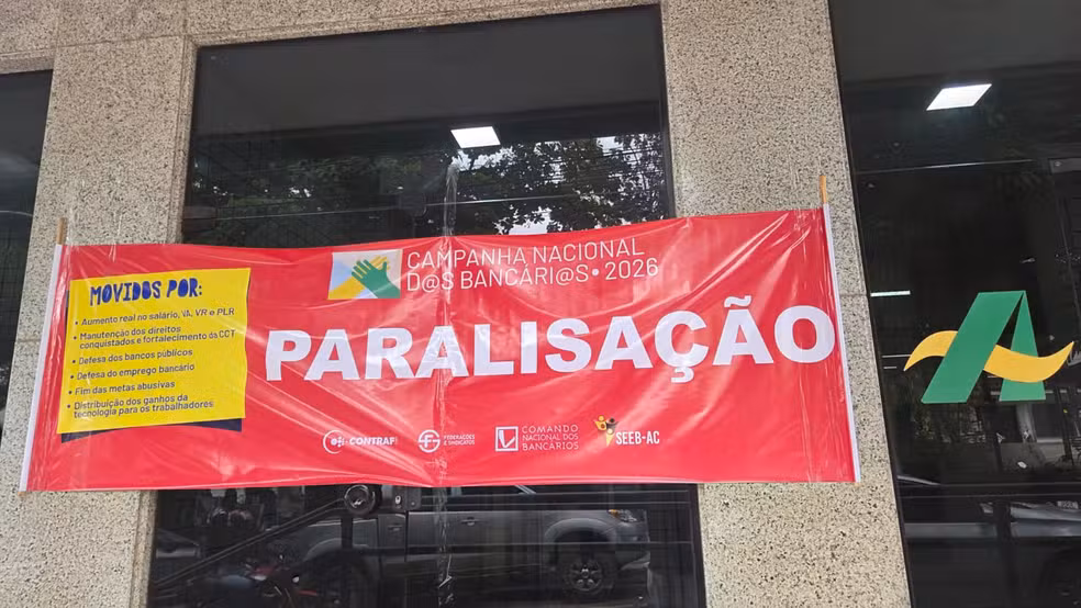 Paralisação dos bancários deixa agências fechadas no Acre nesta quinta-feira