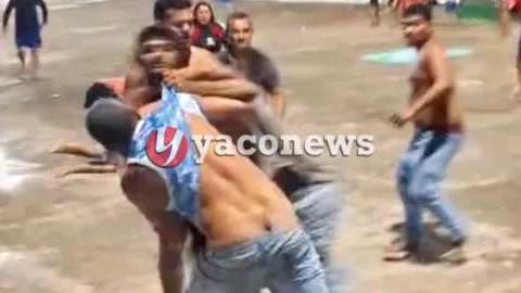 Briga com terçados no balneário Fortaleza do Abunã.