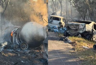 Vídeo mostra acidente com explosão e quatro mortos na BR-163 em Bandeirantes.