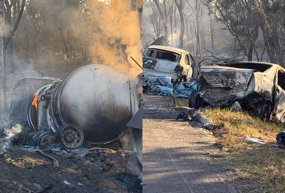 Vídeo mostra acidente com explosão na BR-163 que deixou quatro mortos